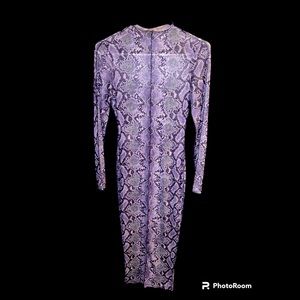 Mock Neck Snakeskin Print Bodycon Dress